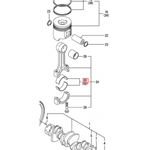 Вкладыши шатунные Yanmar 4TNV98T 